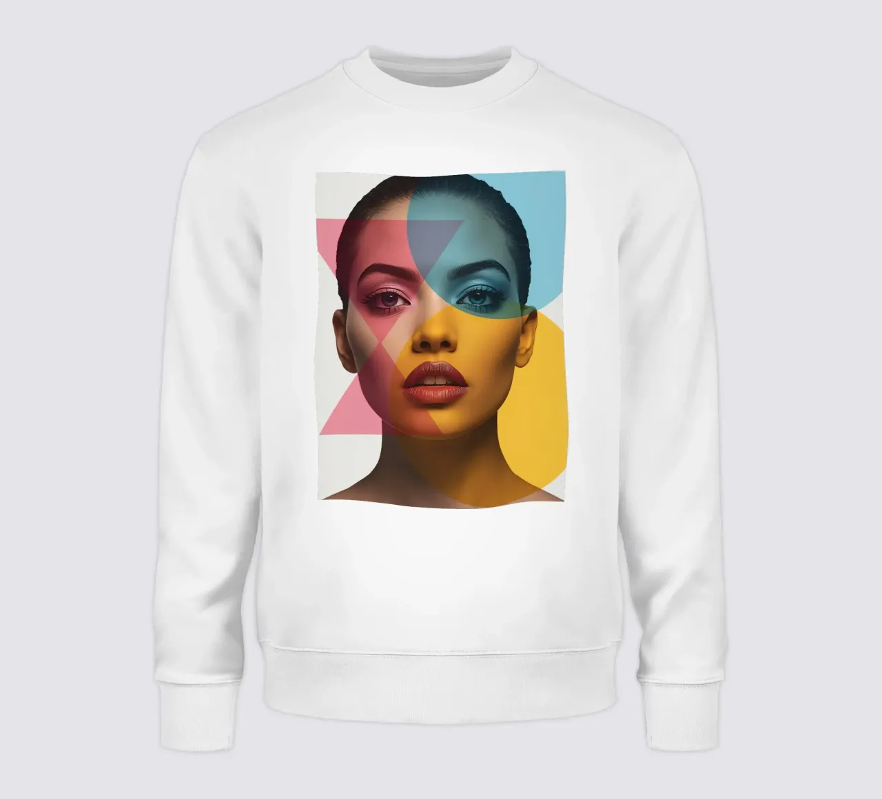 Ritratto di donna con forme geometriche e colori vivaci felpa da DesignDoodle