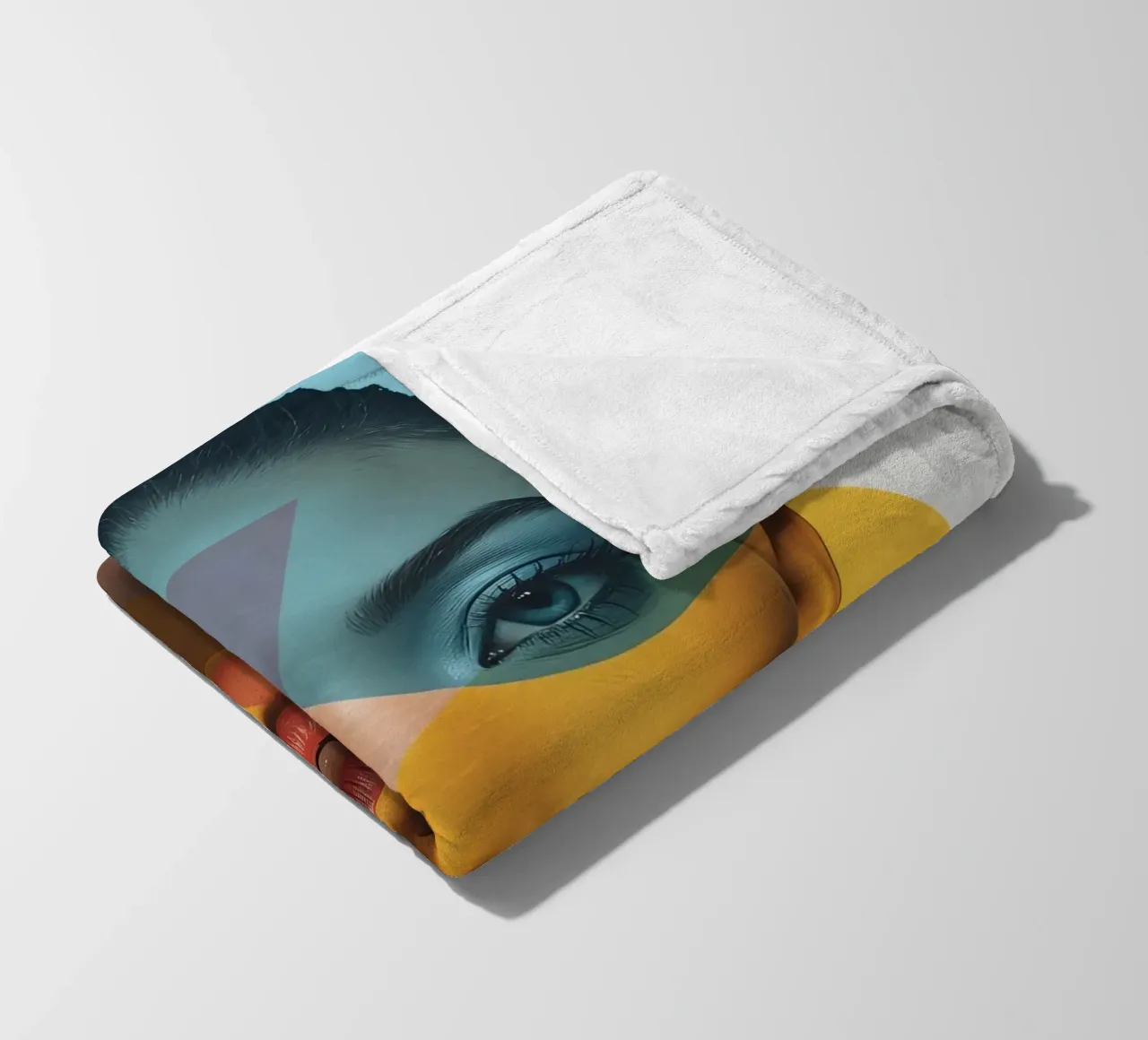 Ritratto di donna con forme geometriche e colori vivaci coperta in pile da DesignDoodle