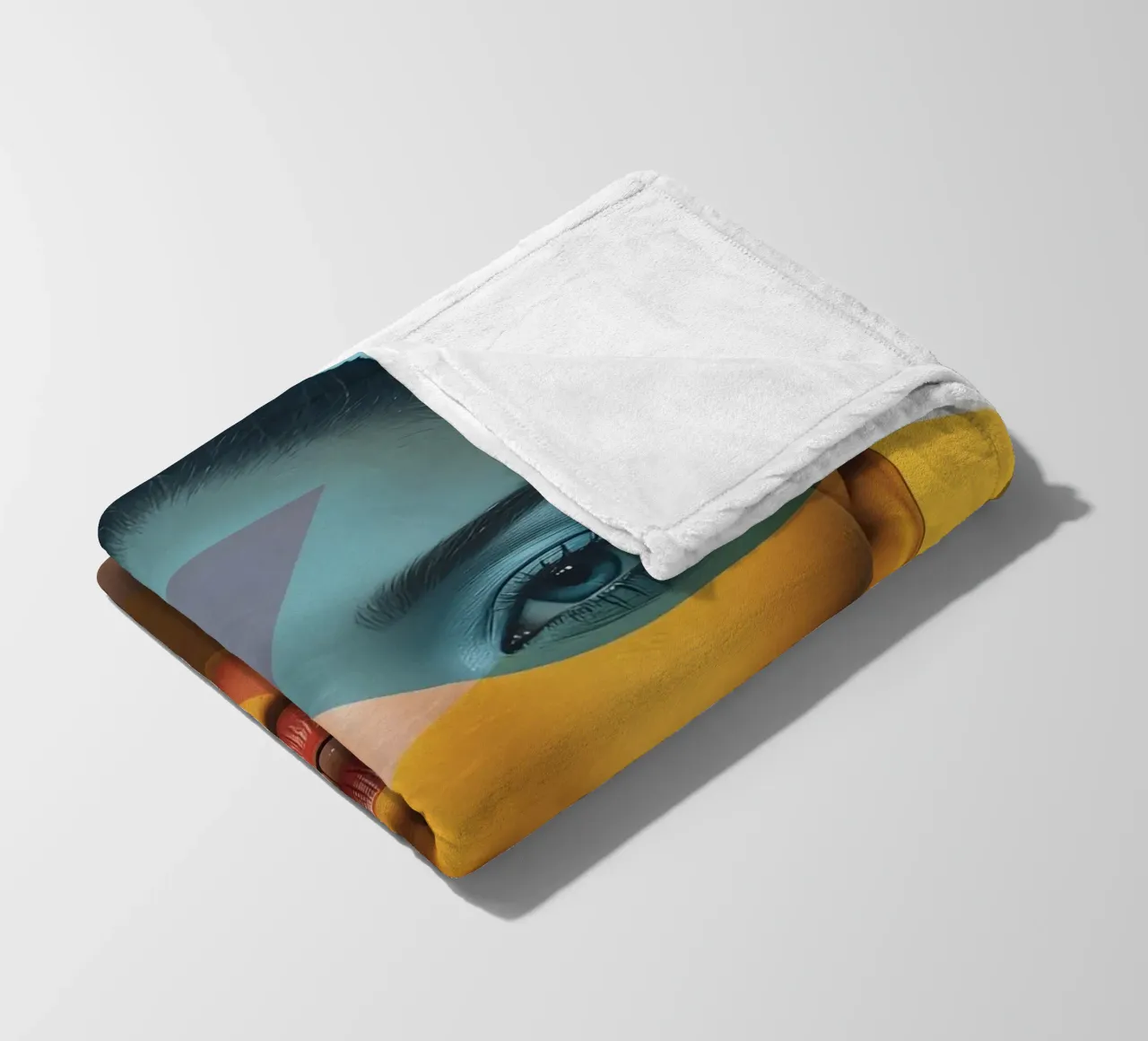 Ritratto di donna con forme geometriche e colori vivaci coperta in pile da DesignDoodle