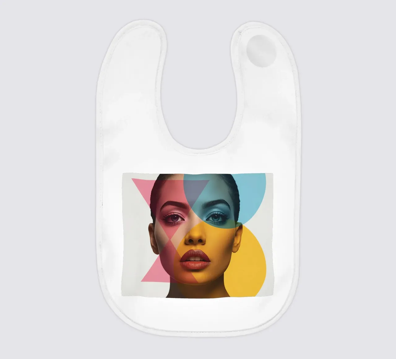 Ritratto di donna con forme geometriche e colori vivaci bavaglino da DesignDoodle