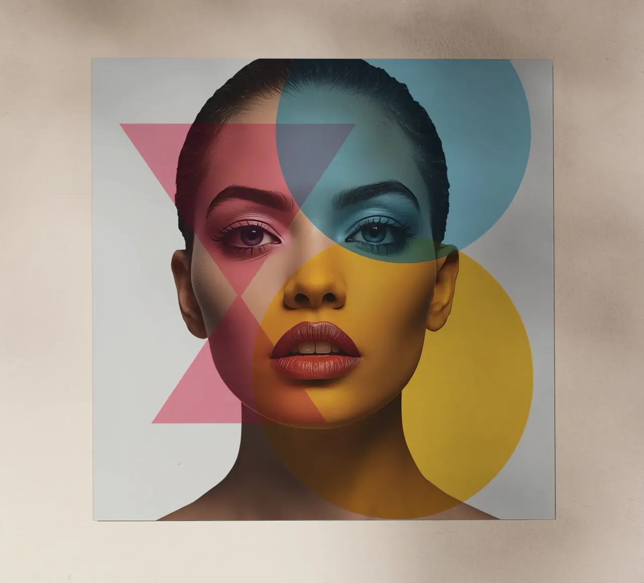Ritratto di donna con forme geometriche e colori vivaci pellicola backlit da DesignDoodle