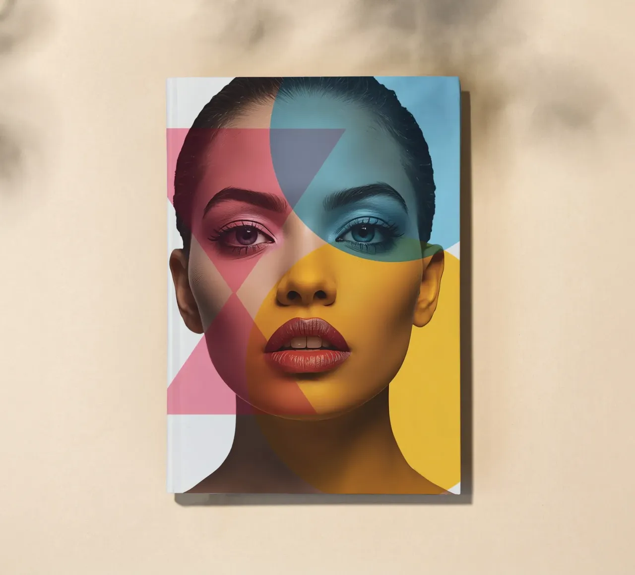 Woman's Portrait with Geometric Shapes and Bold Colors notebook by DesignDoodle