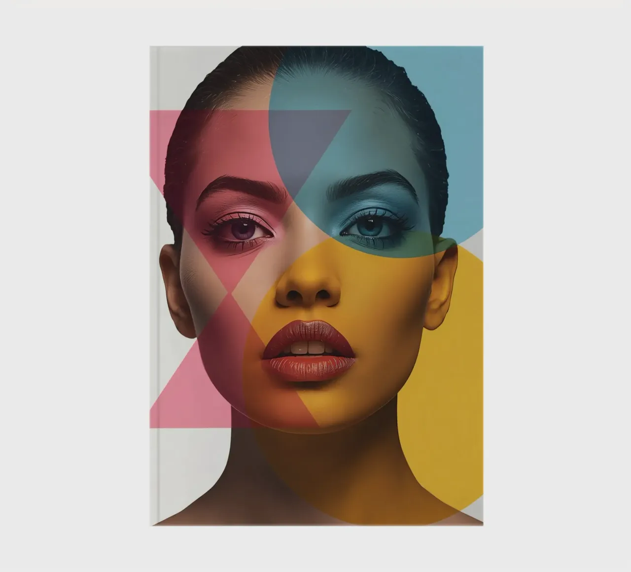 Woman's Portrait with Geometric Shapes and Bold Colors notebook by DesignDoodle