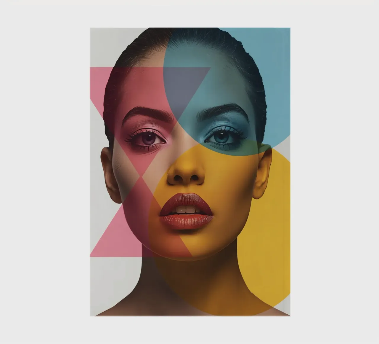 Woman's Portrait with Geometric Shapes and Bold Colors notebook by DesignDoodle