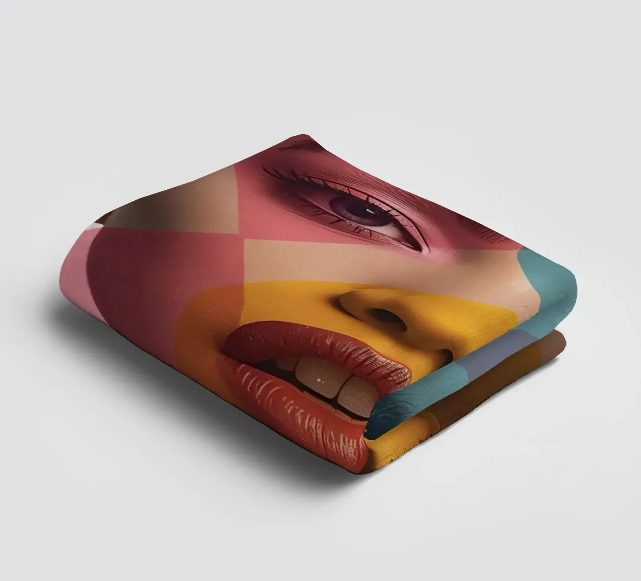 Ritratto di donna con forme geometriche e colori vivaci asciugamano da bagno da DesignDoodle