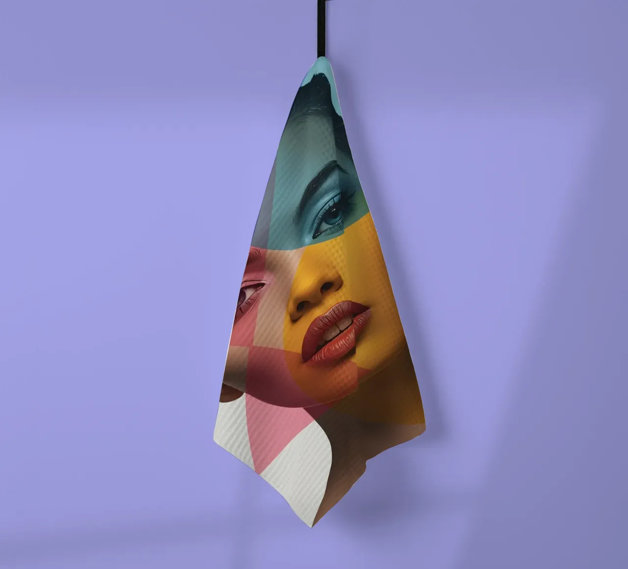 Ritratto di donna con forme geometriche e colori vivaci canovaccio da cucina da DesignDoodle