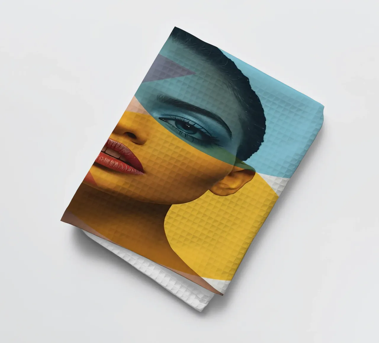 Ritratto di donna con forme geometriche e colori vivaci canovaccio da cucina da DesignDoodle