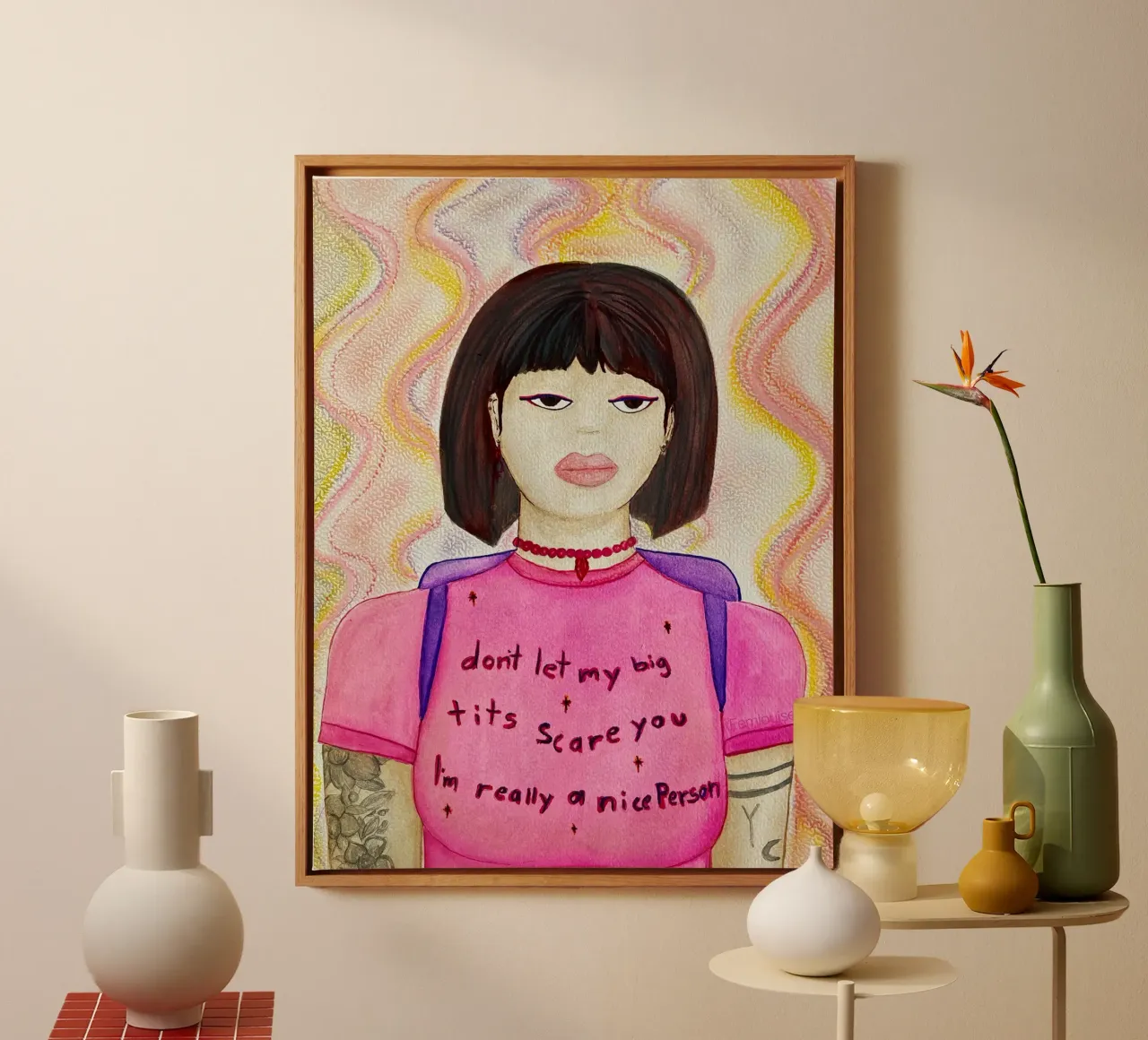 All grown up - Dora tela con Cornice a cassetta da Femlouise.illustrations