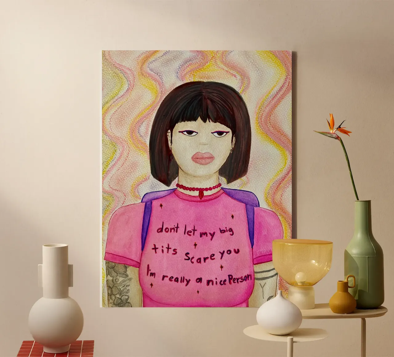All grown up - Dora tela con Cornice a cassetta da Femlouise.illustrations