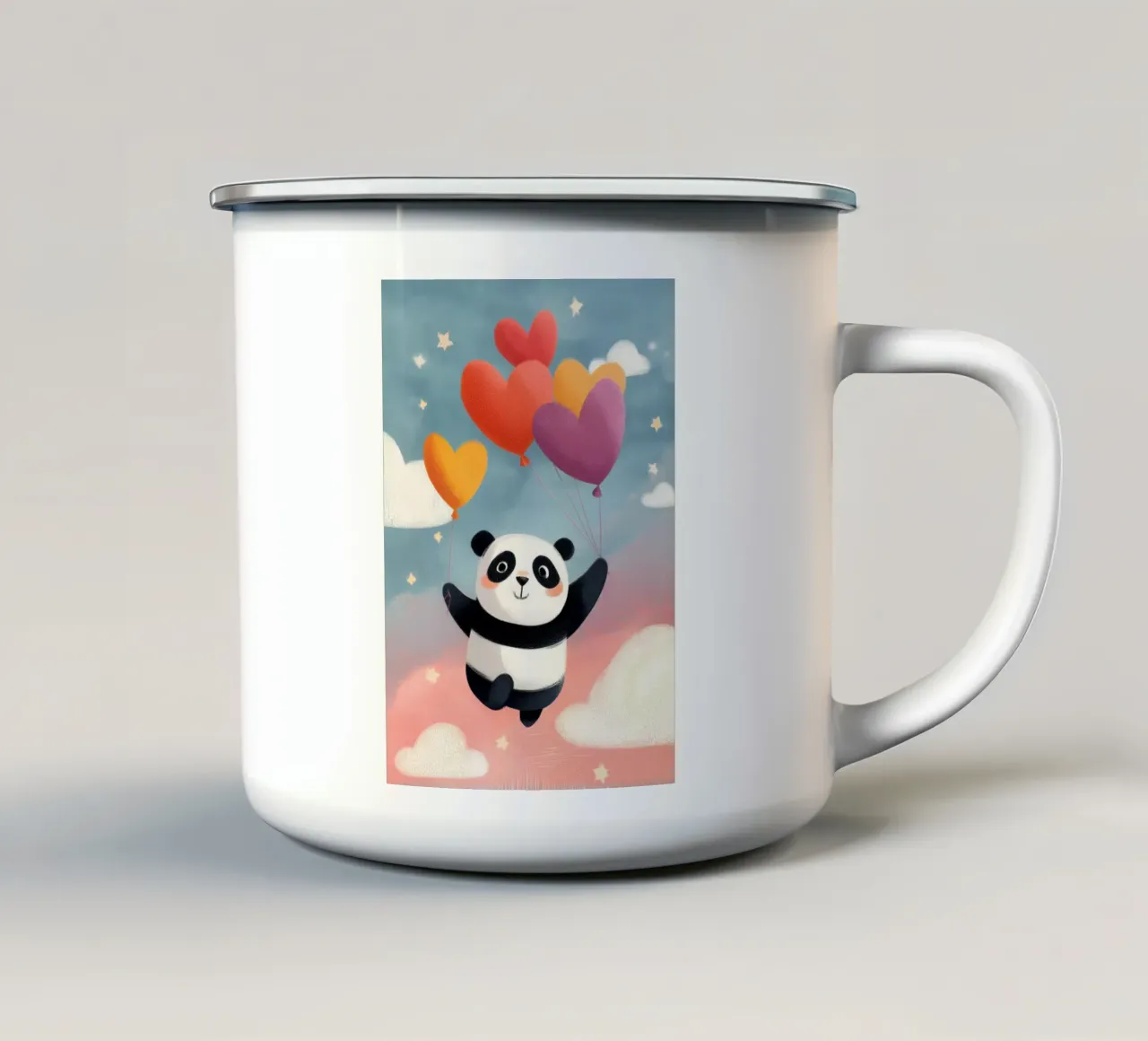 Panda in the Sky tazza in smalto da Kiara