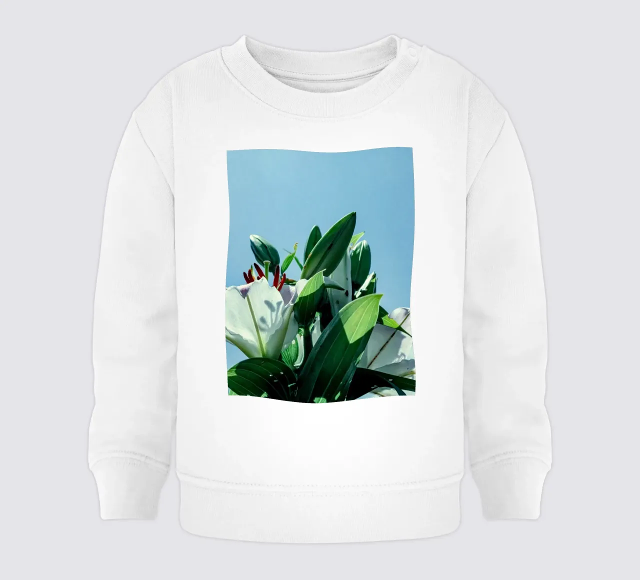 fiori bianchi gigli felpa neonato da Earthly Visions