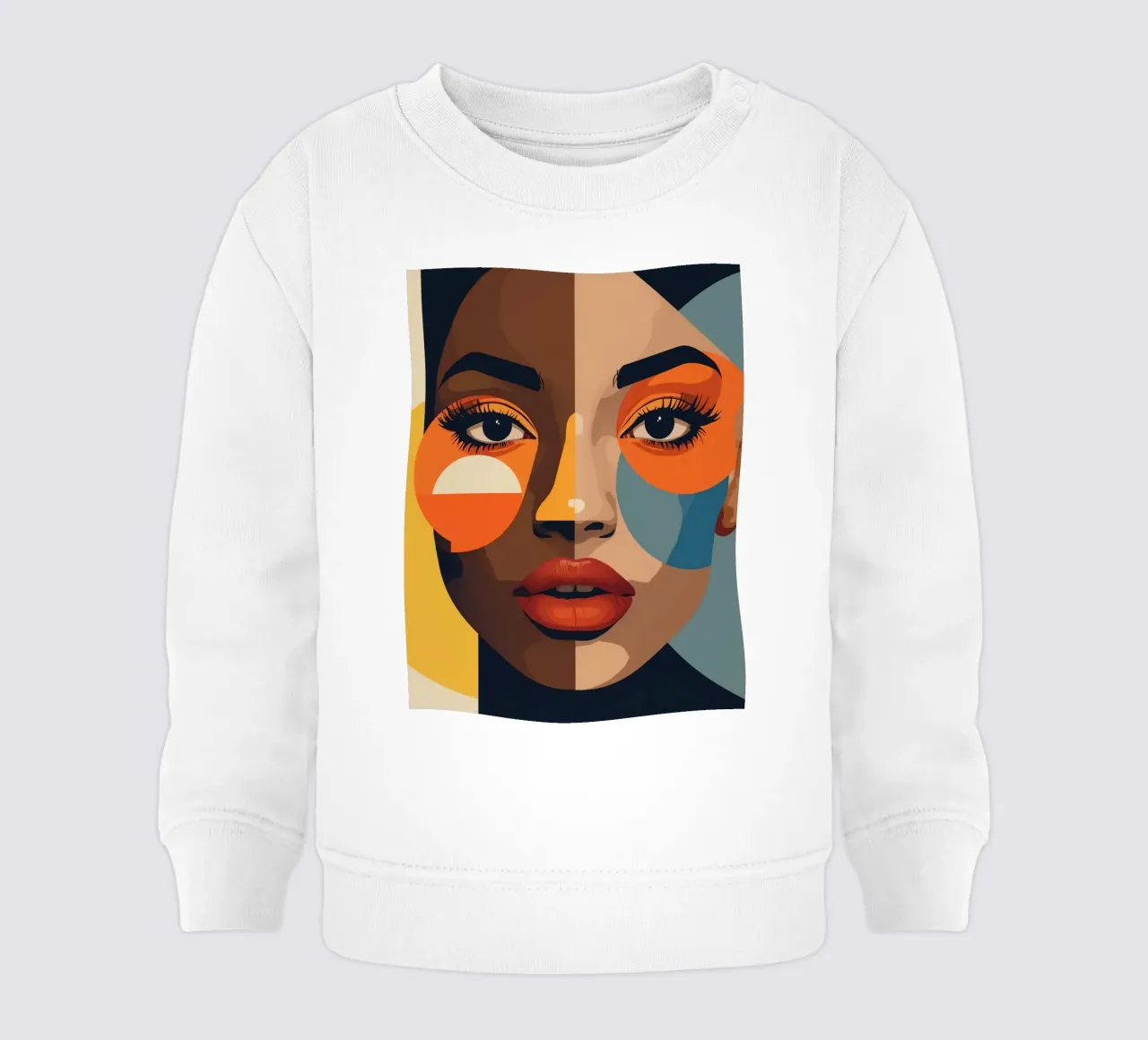 Ritratto di donna con pelle divisa e forme geometriche felpa neonato da DesignDoodle