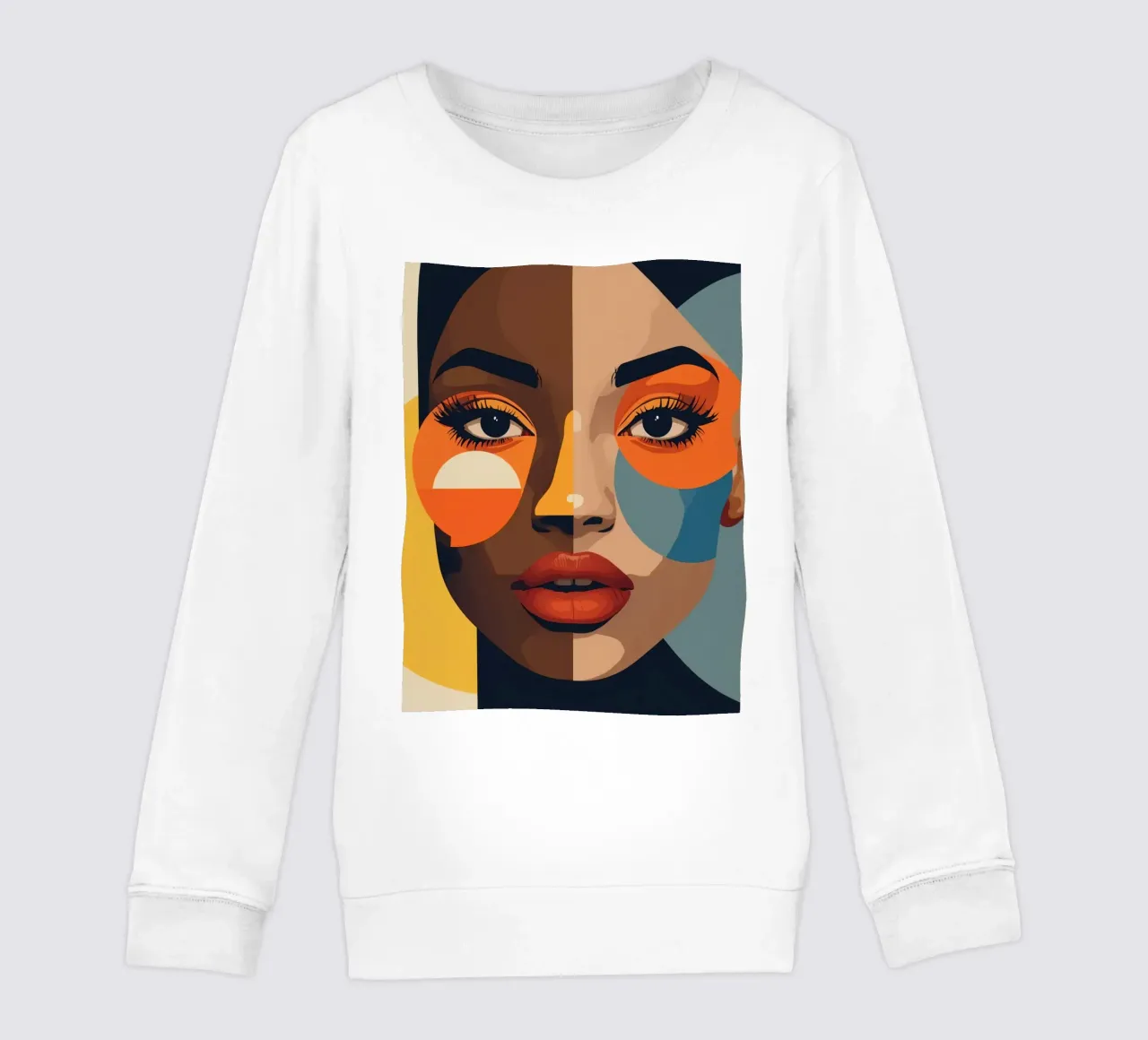 Ritratto di donna con pelle divisa e forme geometriche felpa bambino da DesignDoodle