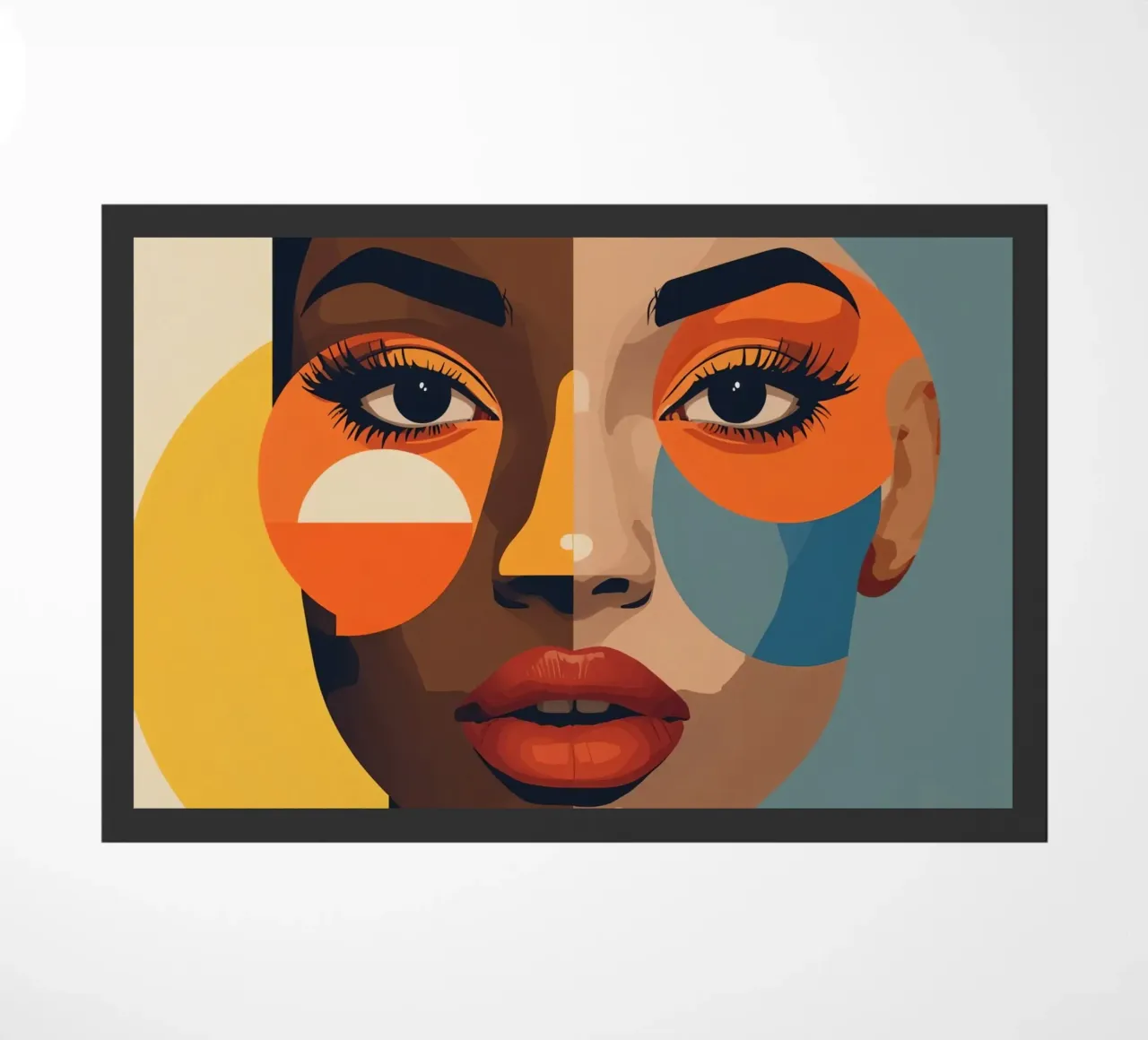 Ritratto di donna con pelle divisa e forme geometriche zerbino da DesignDoodle