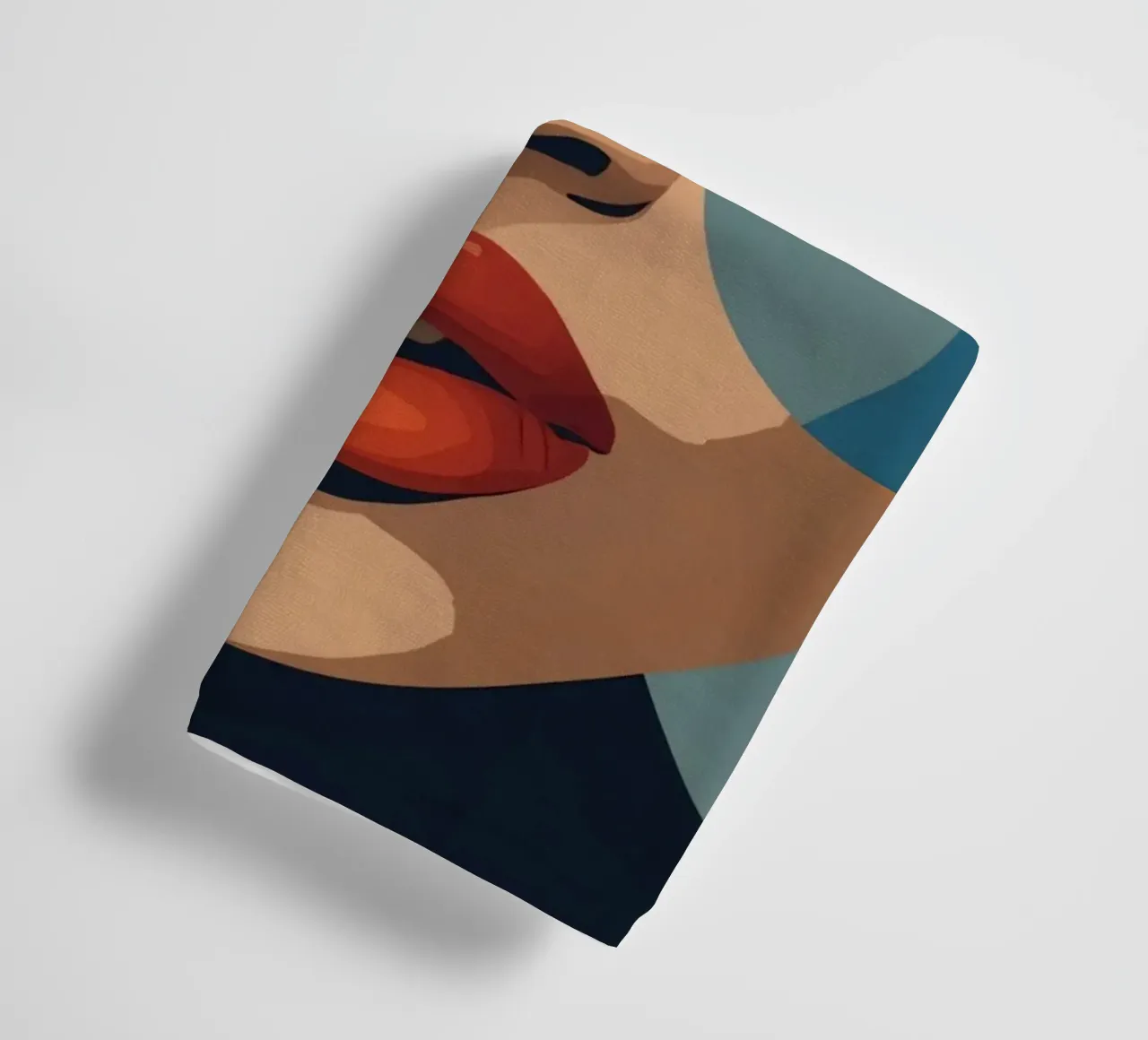 Woman's Portrait with Split Skin Tone and Geometric Shapes towel by DesignDoodle