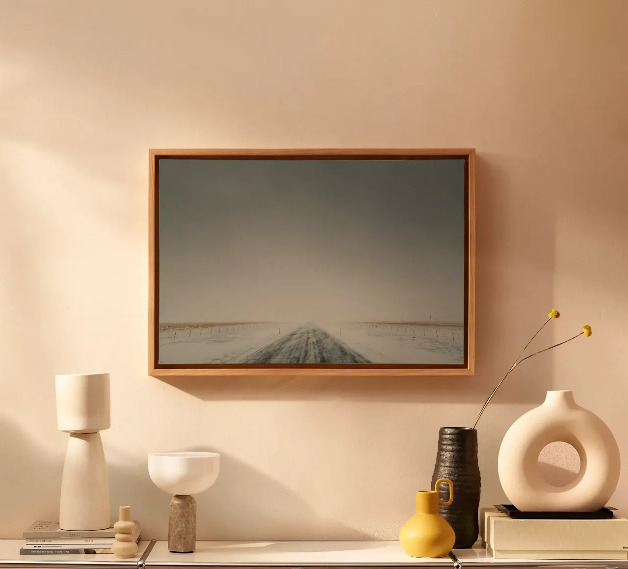 neve su strada tela con Cornice a cassetta da Earthly Visions