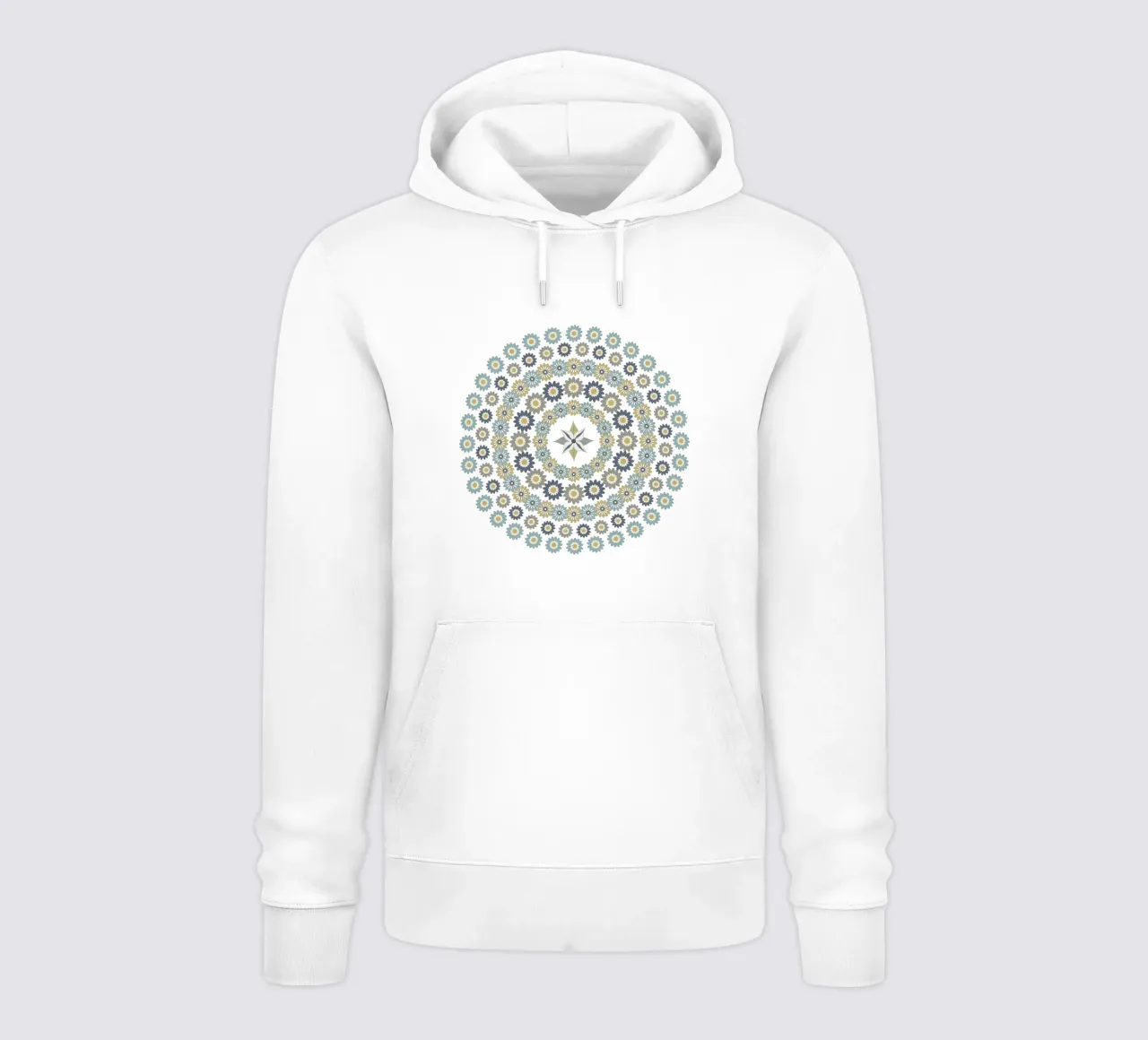 Mandala, fleurs bleus et marrons felpa con cappuccio da Collection “Esprit Mandala"