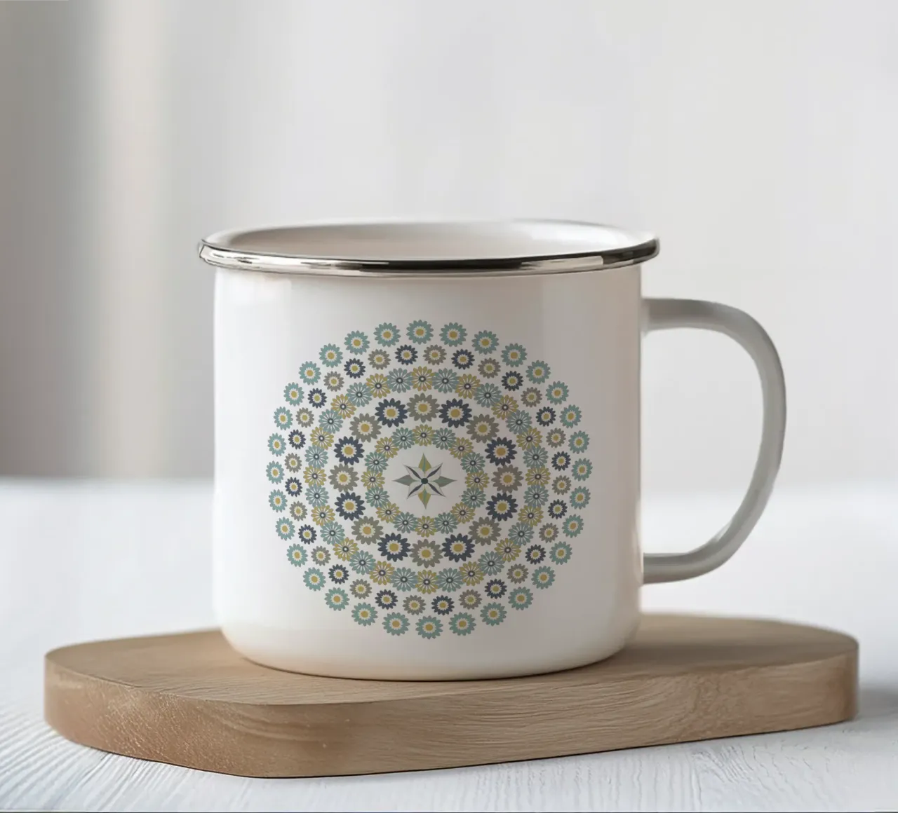 Mandala, fleurs bleus et marrons tazza in smalto da Collection “Esprit Mandala"