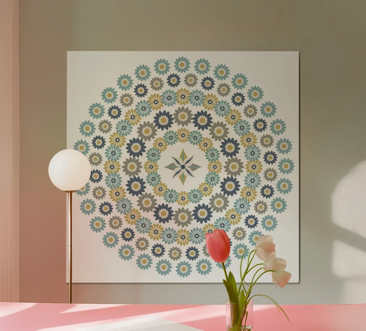 Mandala, fleurs bleus et marrons poster con telaio in plastica da Collection “Esprit Mandala"