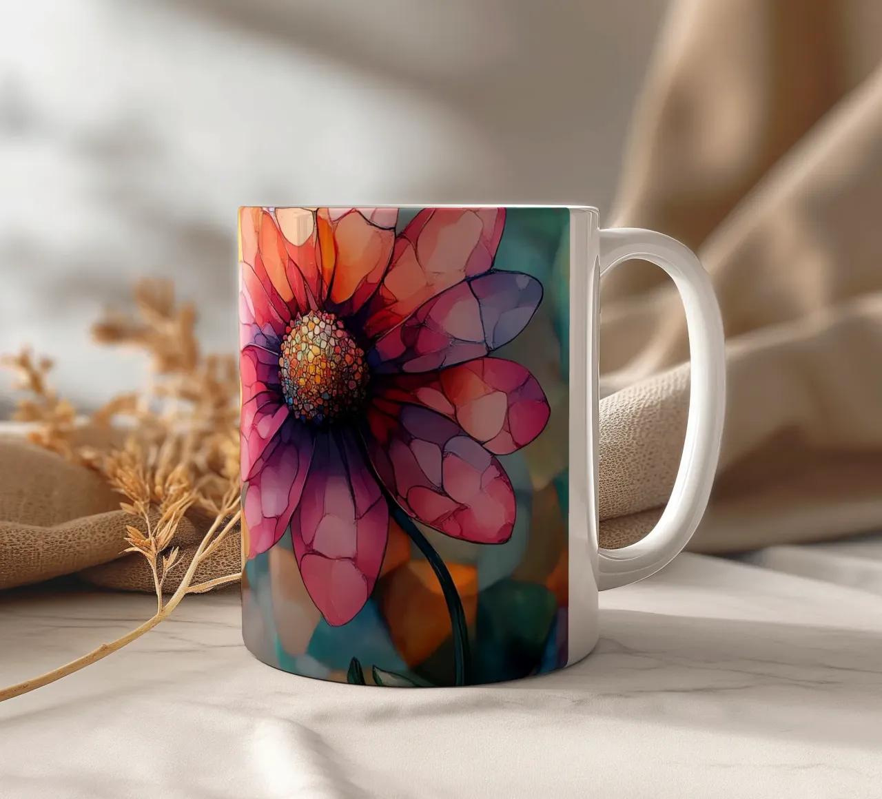 Vetro colorato con fiori tazza in ceramica da Théïa's Fantasia World