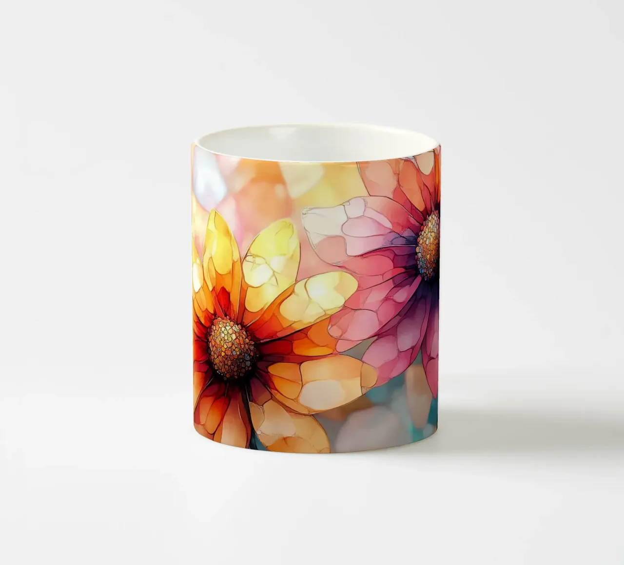 Vetro colorato con fiori tazza in ceramica da Théïa's Fantasia World