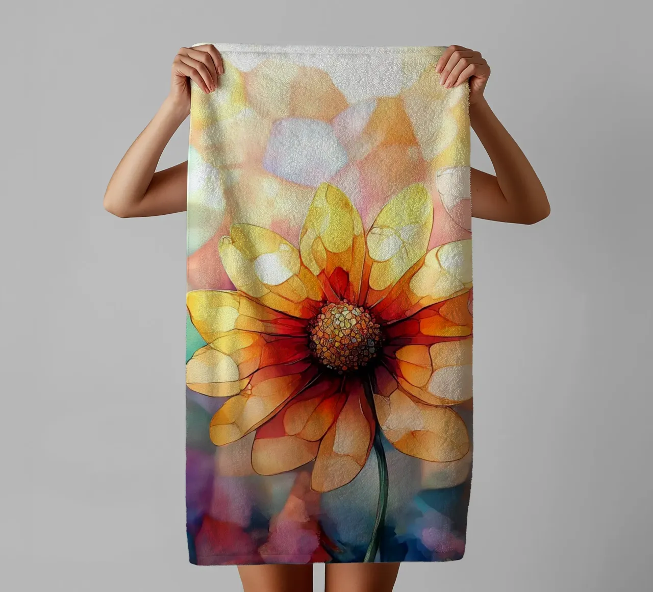 Vetro colorato con fiori asciugamano da bagno da Théïa's Fantasia World