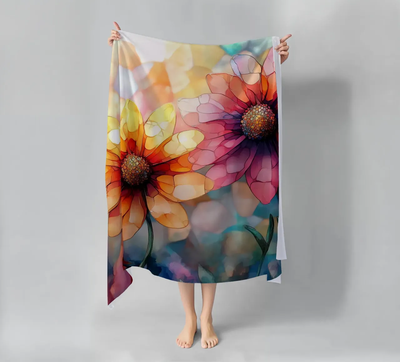 Vetro colorato con fiori telo mare da Théïa's Fantasia World