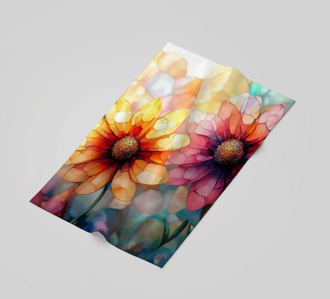 Vetro colorato con fiori telo mare da Théïa's Fantasia World