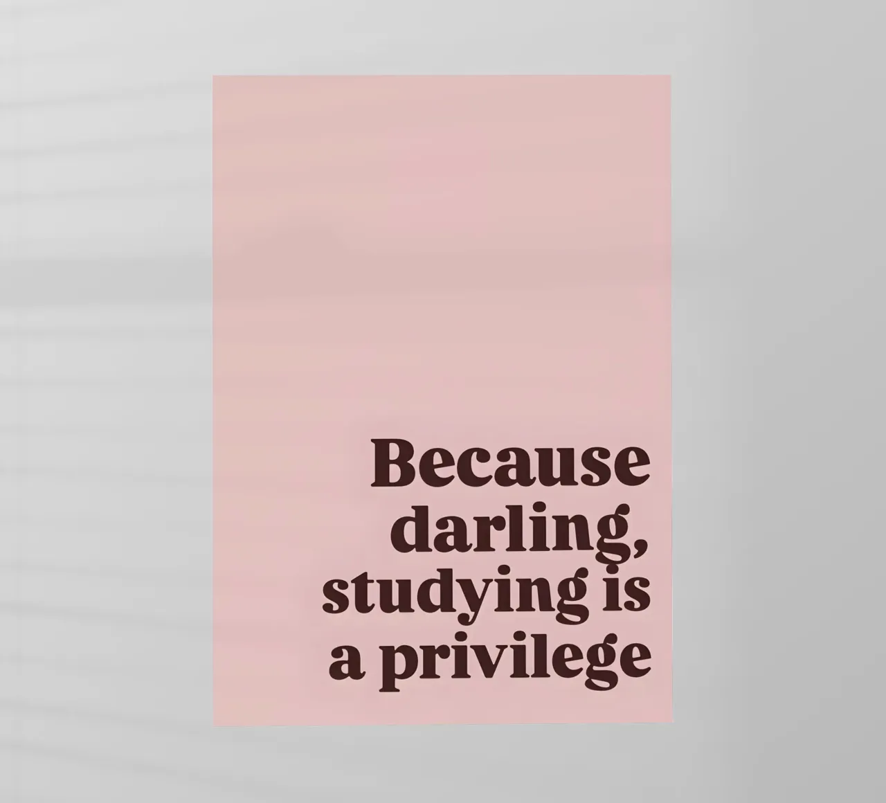 "Because darling, studying is a privilege." pellicola backlit da Type & Tape
