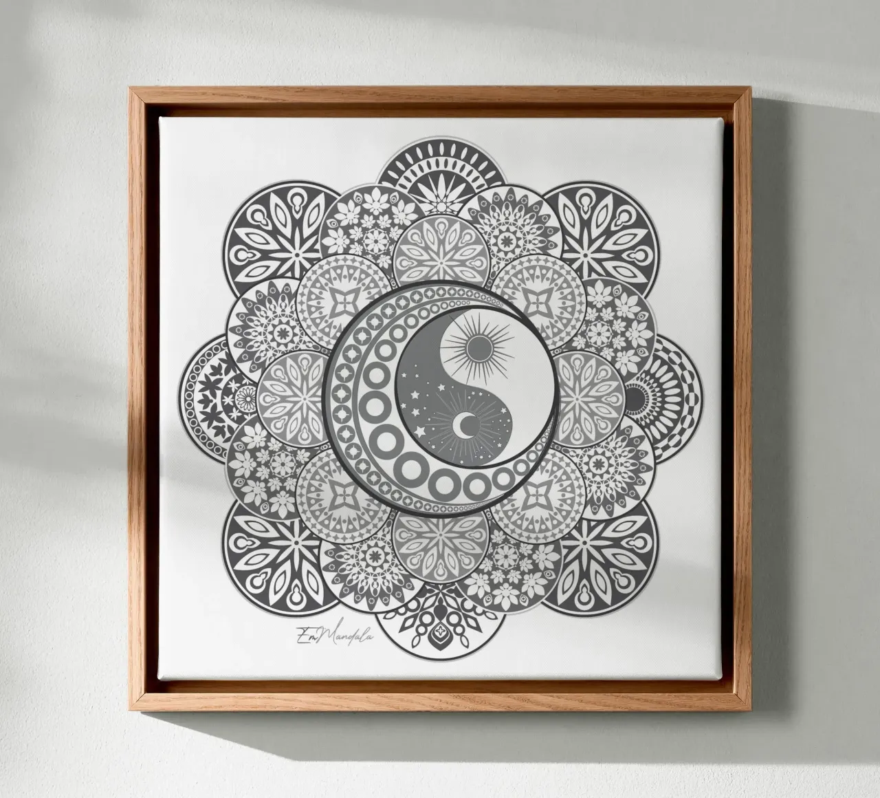 Mandala, yin e yang tela con Cornice a cassetta da Collection “Esprit Mandala"