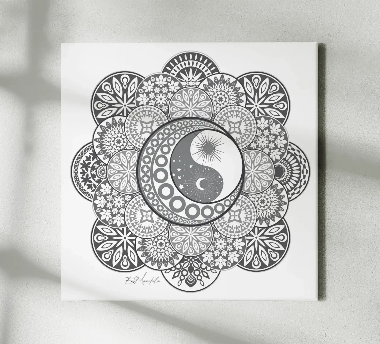 Mandala, yin e yang tela con Cornice a cassetta da Collection “Esprit Mandala"