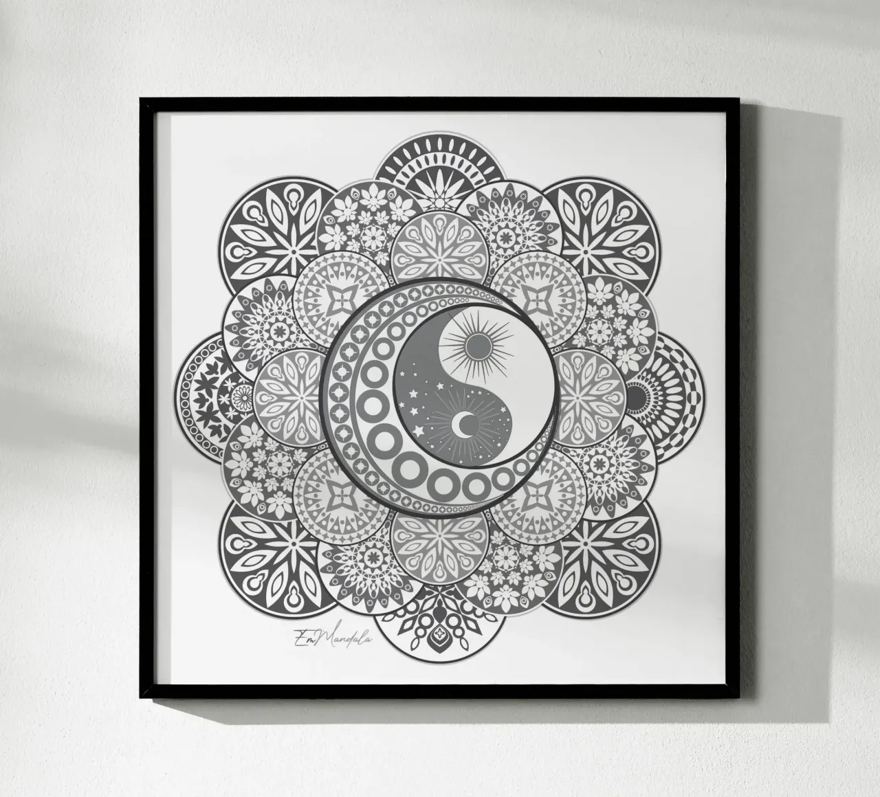 Mandala, yin e yang poster con telaio in plastica da Collection “Esprit Mandala"