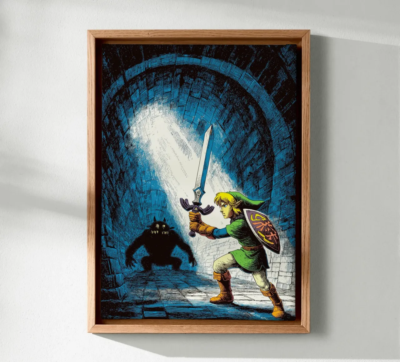 Link The Legend of Zelda canvas with Floater frame by Fleur de Lys