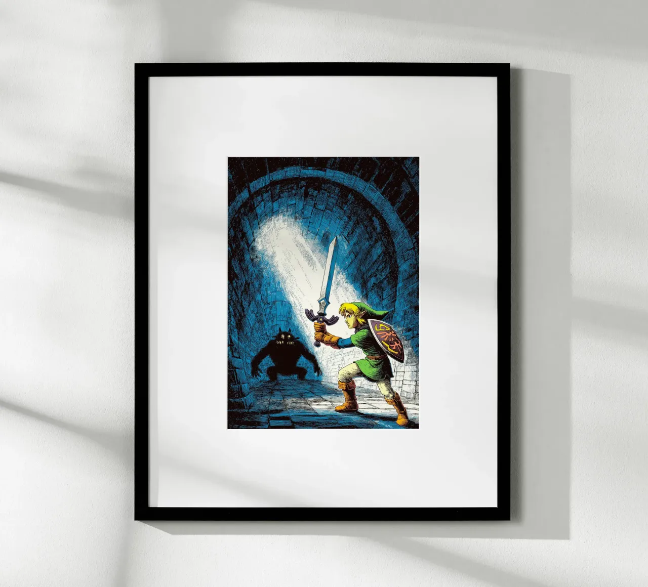 Link La leggenda di Zelda poster con telaio in legno da Fleur de Lys