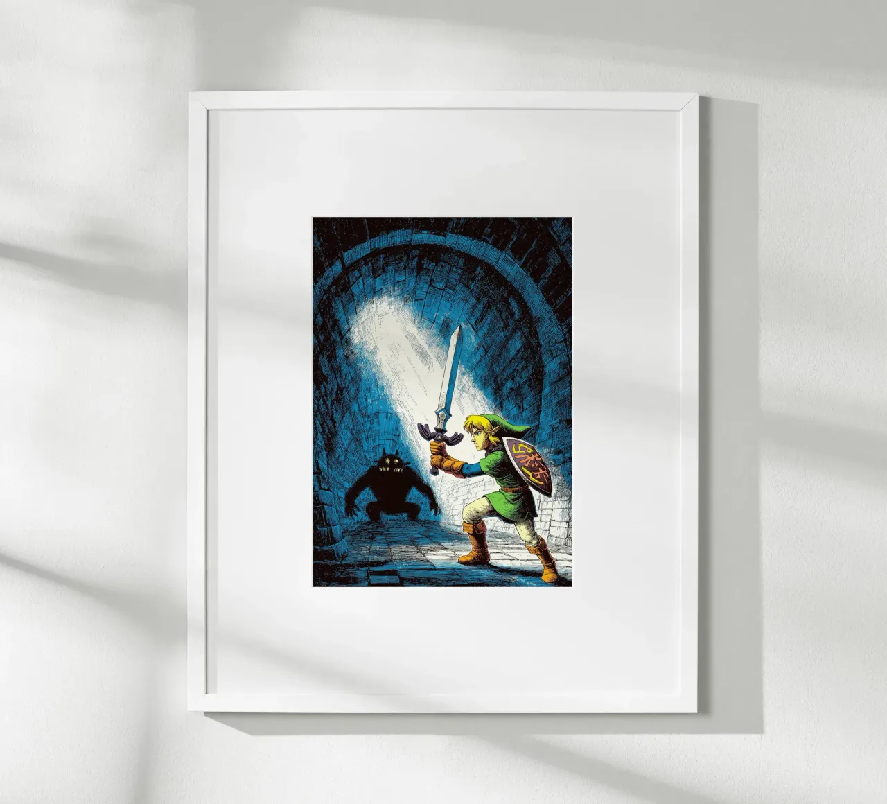 Link La leggenda di Zelda poster con telaio in legno da Fleur de Lys