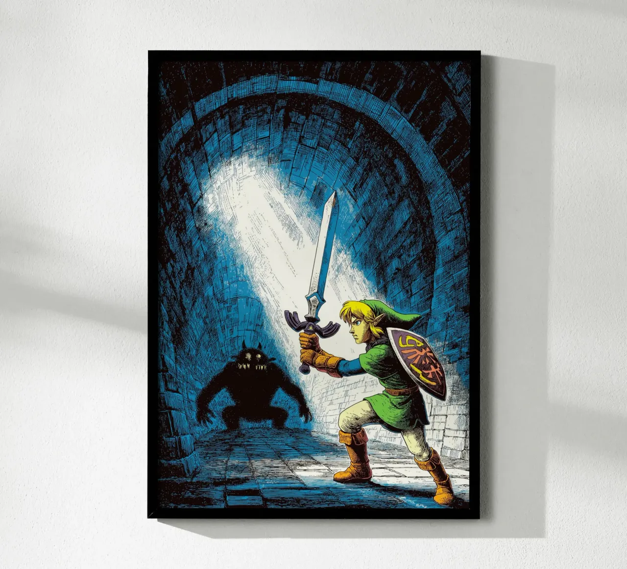 Link La leggenda di Zelda poster con telaio in legno da Fleur de Lys