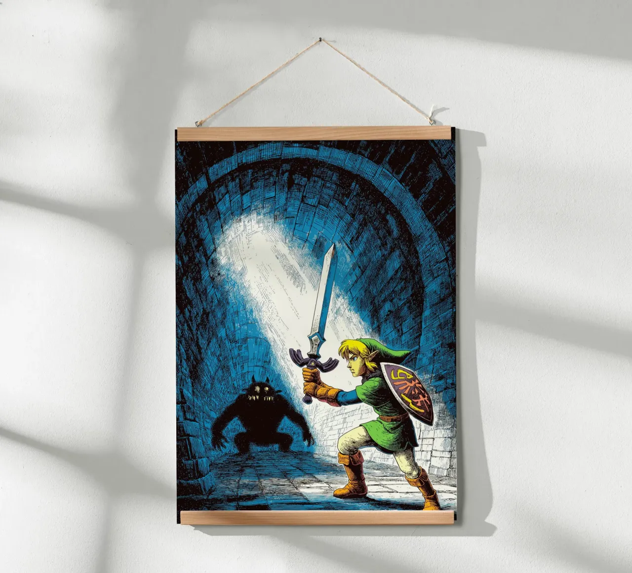 Link La leggenda di Zelda poster con telaio in legno da Fleur de Lys