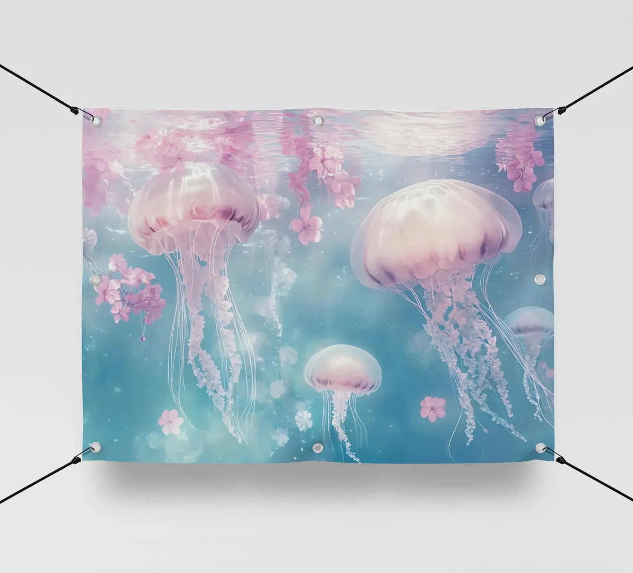 Sott'acqua, meduse e fiori sognano telo in pvc da Théïa's Fantasia World