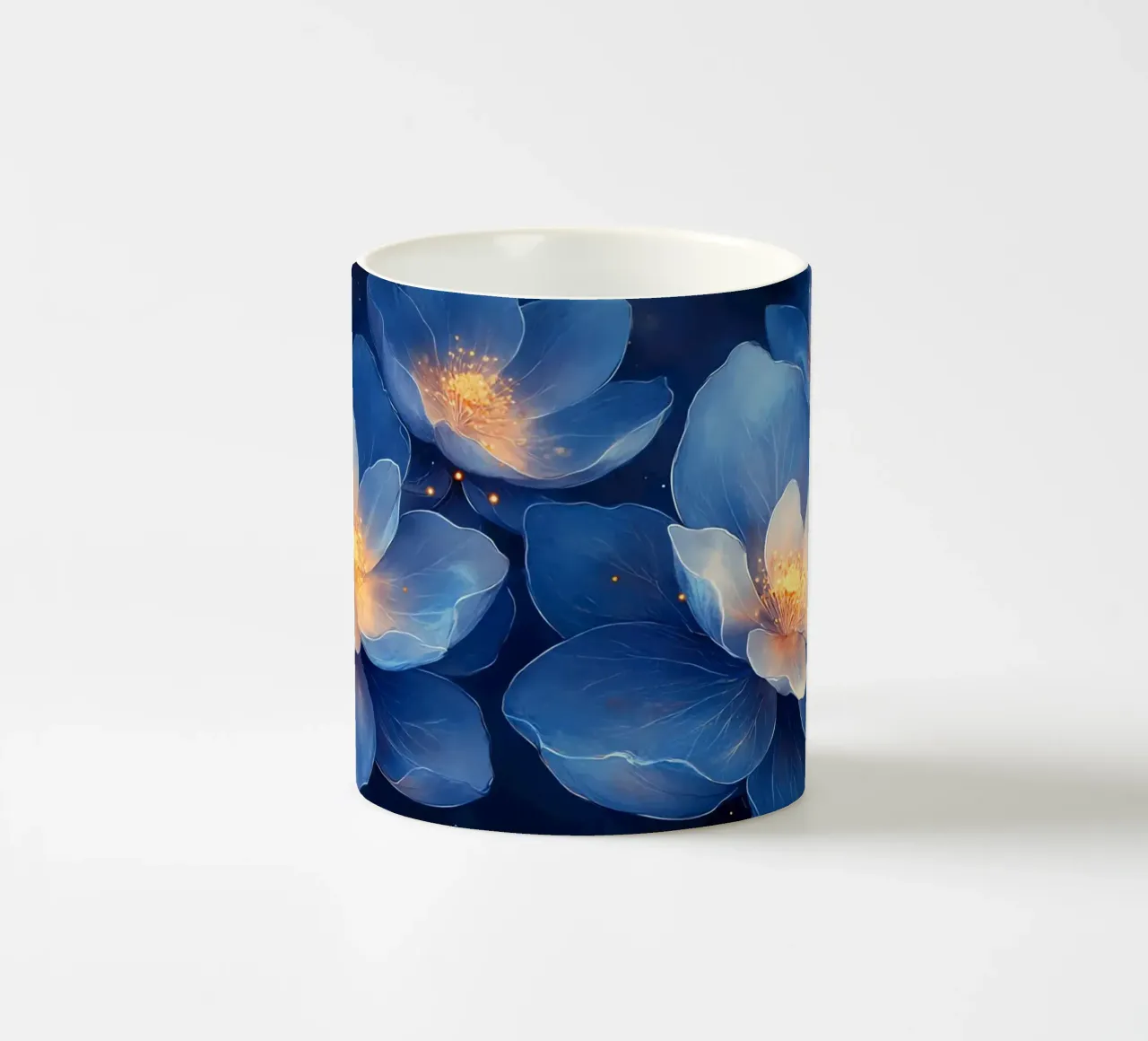 Fleurs d'Étoiles: blu e oro nella notte tazza in ceramica da Théïa's Fantasia World