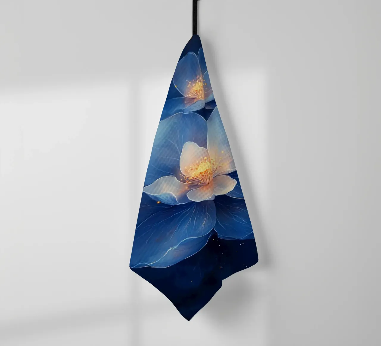 Fleurs d’Étoiles : Bleu et Or dans la Nuit torchon de Théïa's Fantasia World