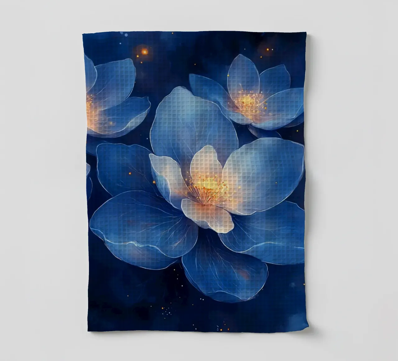 Fleurs d’Étoiles : Bleu et Or dans la Nuit torchon de Théïa's Fantasia World