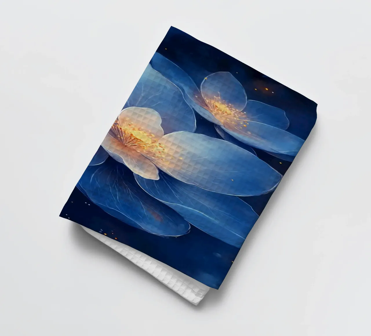 Fleurs d’Étoiles : Bleu et Or dans la Nuit torchon de Théïa's Fantasia World