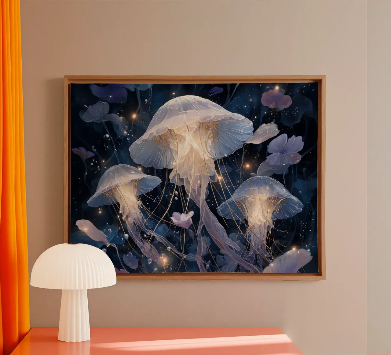 Le Meduse bianche, danzatrici di luce tela con Cornice a cassetta da Théïa's Fantasia World