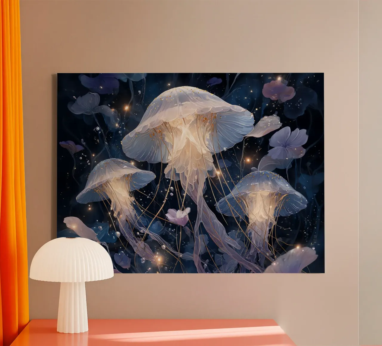 Le Meduse bianche, danzatrici di luce tela con Cornice a cassetta da Théïa's Fantasia World