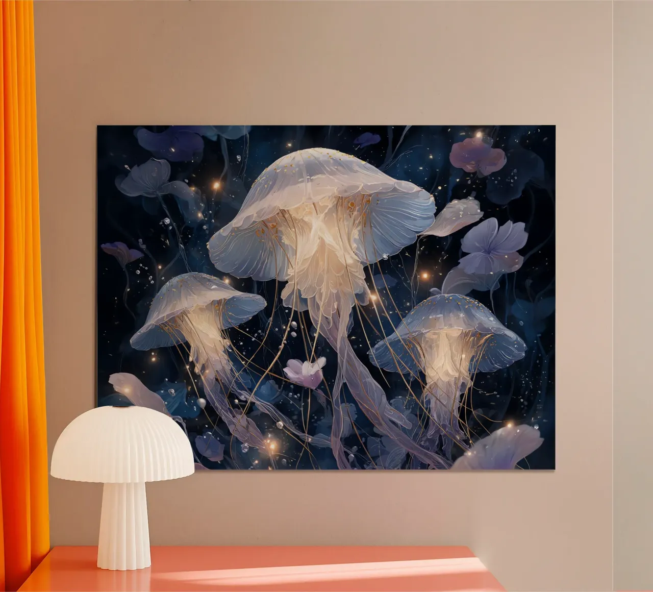 Le Meduse bianche, danzatrici di luce poster con telaio in plastica da Théïa's Fantasia World