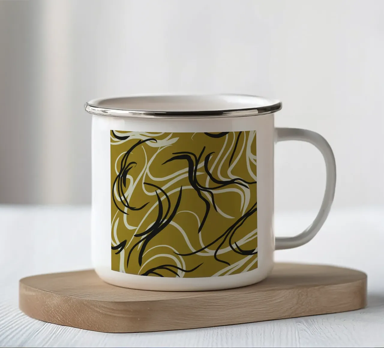 Fluid design 03 enamel mug by Little Dean
