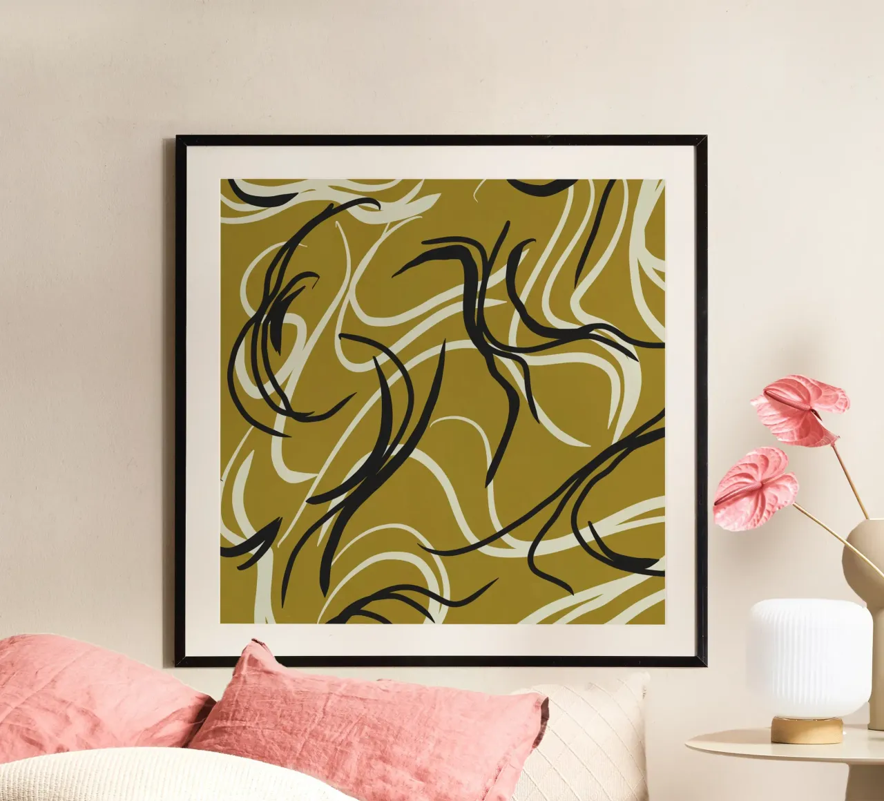 Design fluido 03 poster con telaio in legno da Little Dean