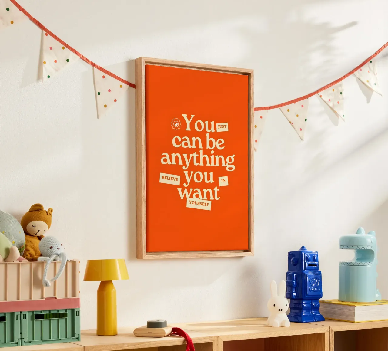 "You just can be anything you want. Believe in yourself." tela con Cornice a cassetta da Type & Tape
