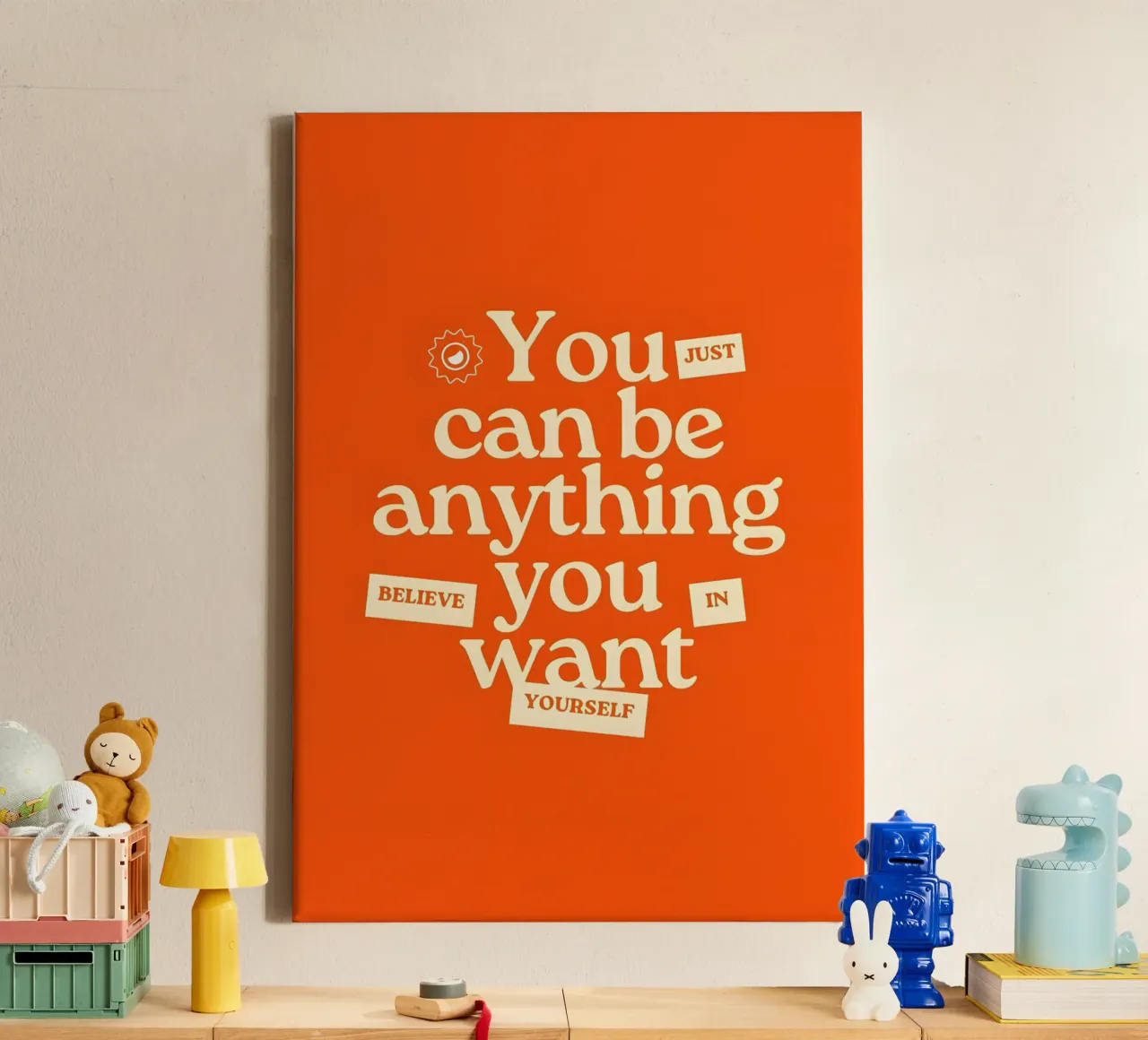 "You just can be anything you want. Believe in yourself." tela con Cornice a cassetta da Type & Tape