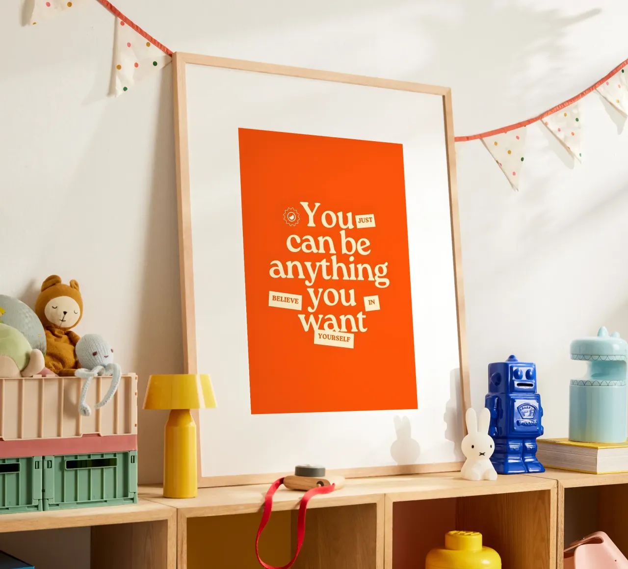 "You just can be anything you want. Believe in yourself." poster con telaio in legno da Type & Tape